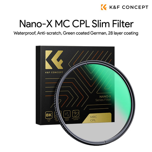 K&F 49-82mm Nano-X MC CPL Slim Filter, Waterproof, Anti-scratch, Green coated German, 28 layer coating Lens Filter K&F Concept