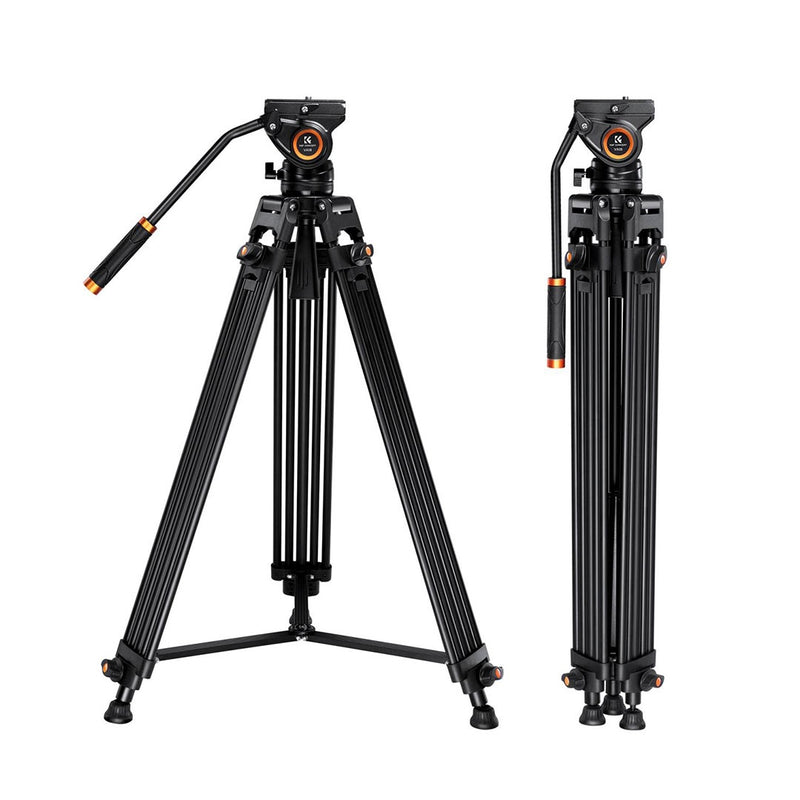 K&F Concept ขาตั้งกล้อง หัวแพนน้ำมัน VA18+VH081 Aluminum Alloy Camera Video Tripod, Panorama Fluid Hydraulic Ballhead Tripod K&F Concept