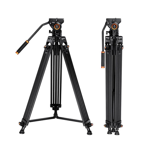 K&F Concept ขาตั้งกล้อง หัวแพนน้ำมัน VA18+VH081 Aluminum Alloy Camera Video Tripod, Panorama Fluid Hydraulic Ballhead Tripod K&F Concept