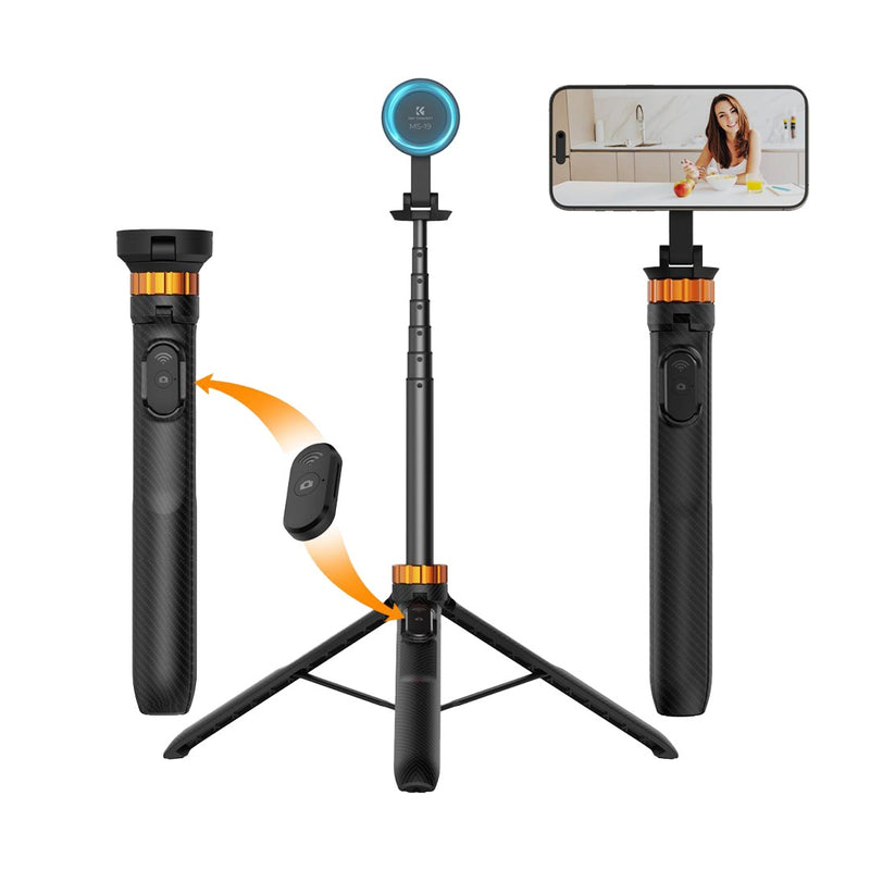 K&F MS19 Magnetic Selfie Tripod with Bluetooth (30-159CM) Selfie Stick Tripod K&F Concept