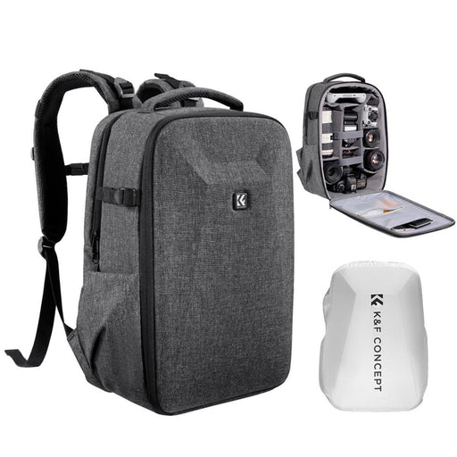 K&F Concept Hard Shell Design Camera Backpack 22L - Gray Camera Bag K&F Concept
