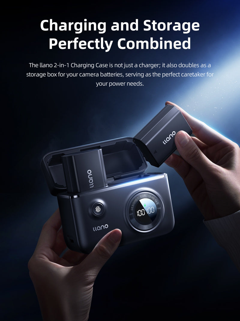 LLANO LJN-CS Camera Dual Battery Charger with Storage Function