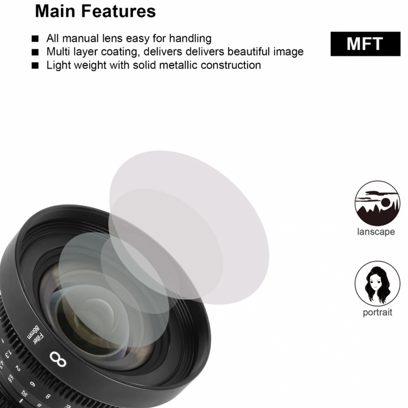 Meike Mini Prime 8mm T2.9 Cine รายละเอียดงานประกอบ