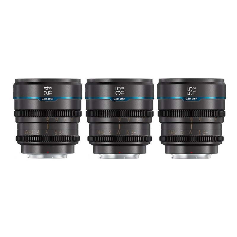 ชุดเลนส์ SIRUI Night Walker 24mm + 35mm + 55mm 3-Lens Kit T1.2 สี Gunmetal
