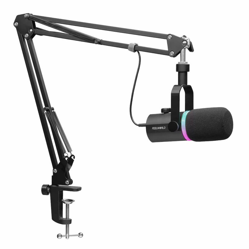 FEELWORLD PM1 XLR USB Dynamic Microphone with Boom Arm Stand for Podcast