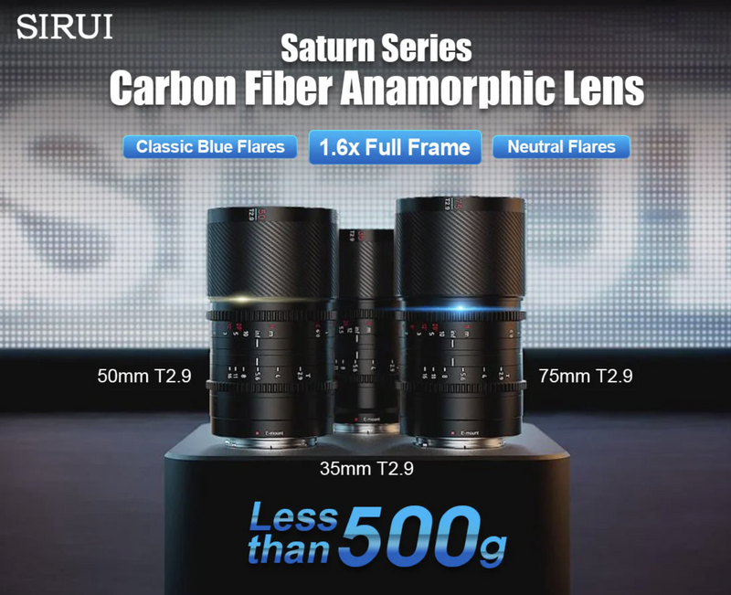 เลนส์ SIRUI Saturn 50-75mm T2.9 1.6x Anamorphic สี Blue Flare
