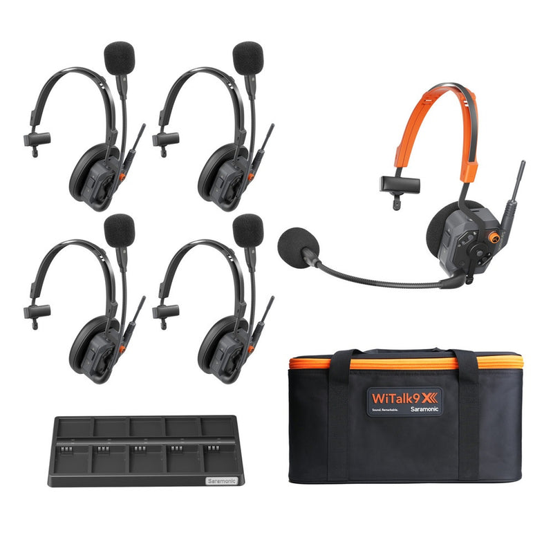 Saramonic WiTalk9X Single-Ear Full-Duplex Wireless Intercom System 1.9GHz DECT (3 / 5 / 9-Person Kit)