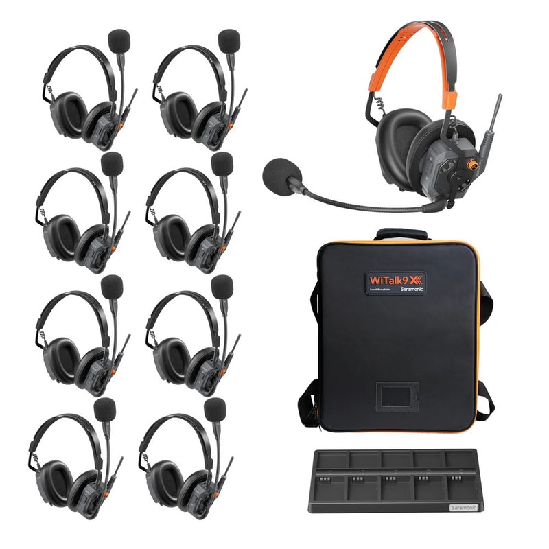 Saramonic WiTalk9X Dual-Ear Full-Duplex Wireless Intercom System 1.9GHz DECT (3 / 5 / 9-Person Kit)