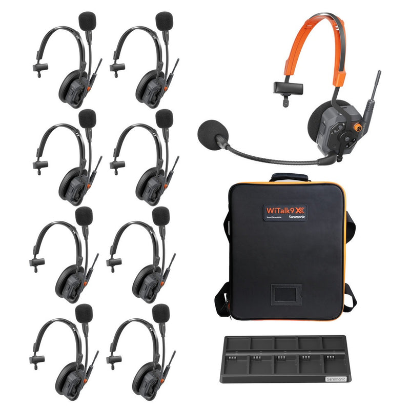 Saramonic WiTalk9X Single-Ear Full-Duplex Wireless Intercom System 1.9GHz DECT (3 / 5 / 9-Person Kit)