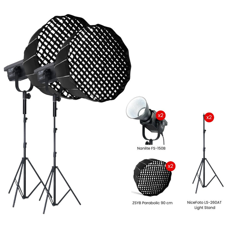 Nanlite FS-150 Live Double Set daylight light kit, 26,380 lux at 1 m