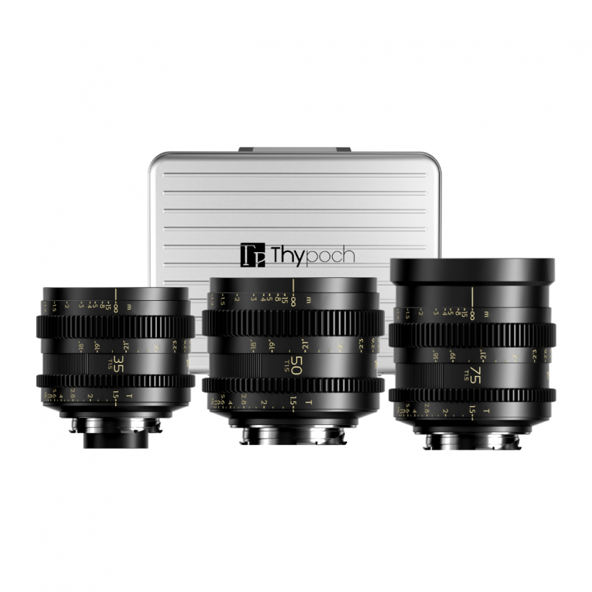 Thypoch Simera-C T1.5 Cine 3-Lens Kit 35mm 50mm 75mm Hard Case Sony E Leica M Mount