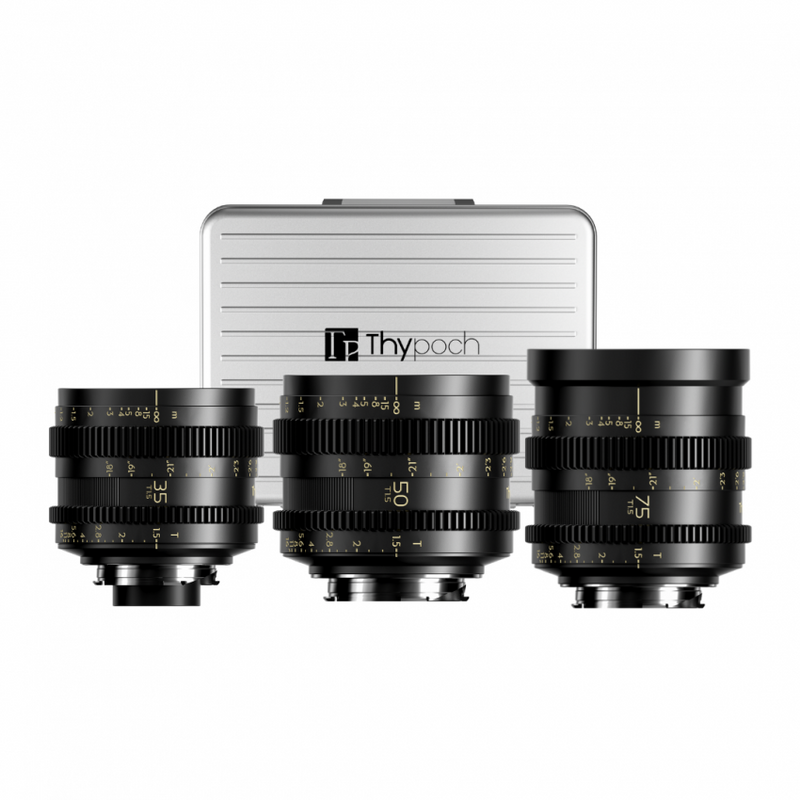 Thypoch Simera-C T1.5 Cine 3-Lens Kit 35mm 50mm 75mm Hard Case Sony E Leica M Mount