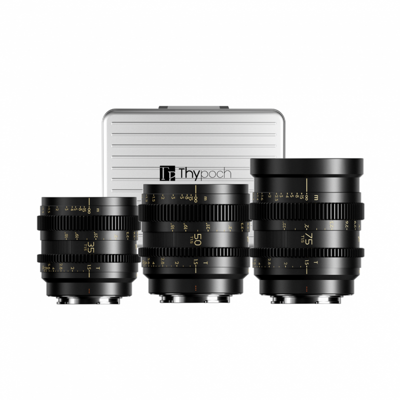 Thypoch Simera-C T1.5 Cine 3-Lens Kit (35mm, 50mm, 75mm) + Hard Case for Sony E / Leica M Mount