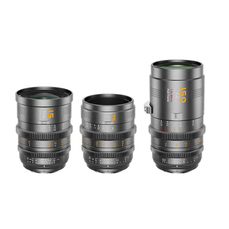 SIRUI Vision Prime 1 Series 15mm T1.6 + 75mm T1.4 + 150mm T4 Macro Full Frame Cine 3-Lens Kit