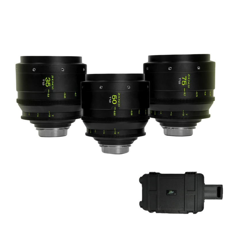 ZhongYi Zone T1 35+50+75mm Cine 3-Lens Kit · Full Frame / VistaVision · PL + EF Mount · with Case